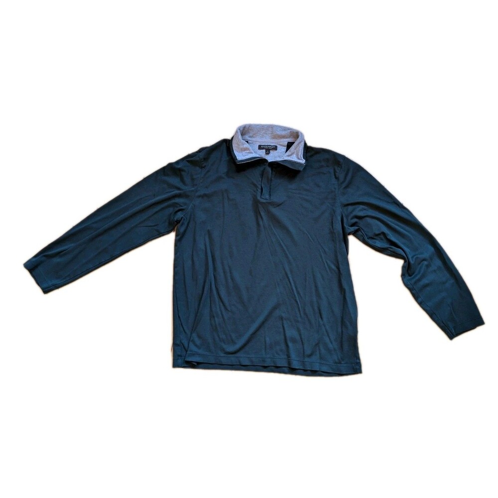 Banana Republic Luxury Touch Half Zip Pullover Shirt Mens L Navy 100% Cotton